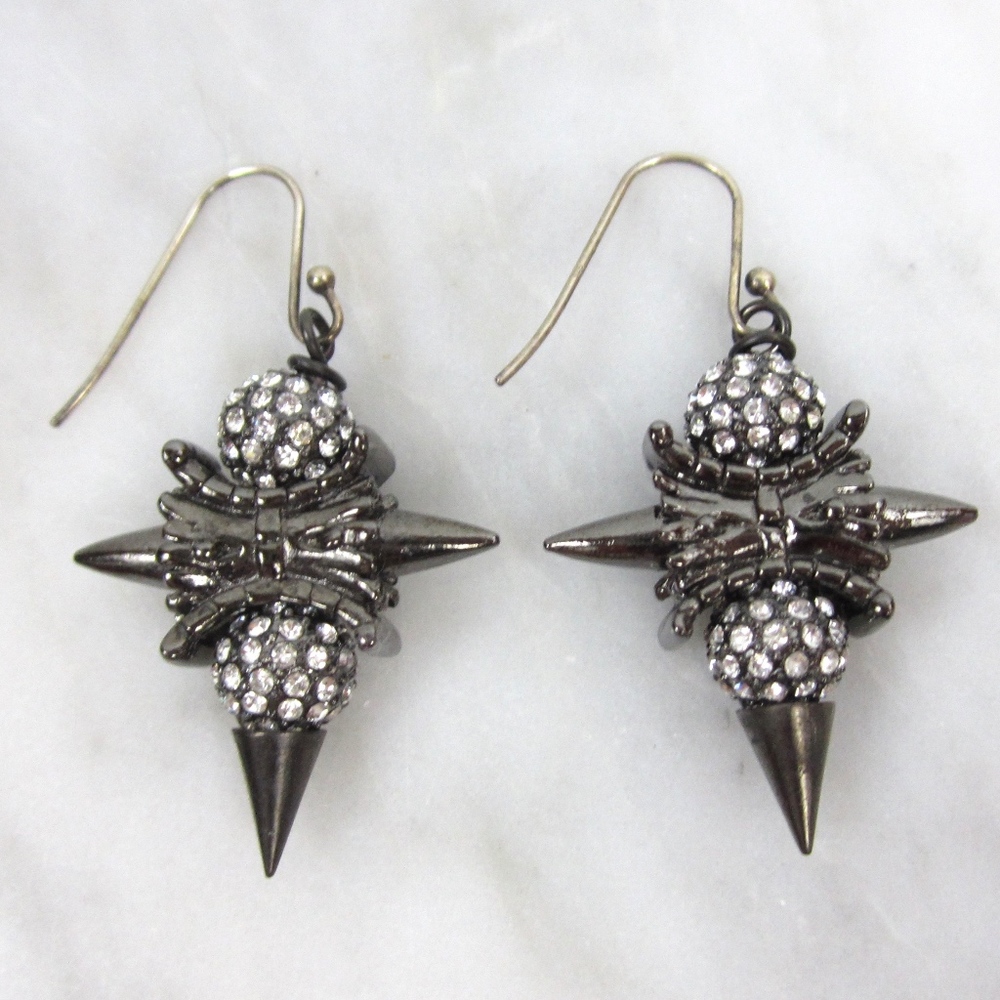 Fenton Fallon Gunmetal Pave Crystal Drop Earrings